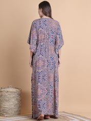 Multi-Coloured Abstract Rayon Maternity Kaftan