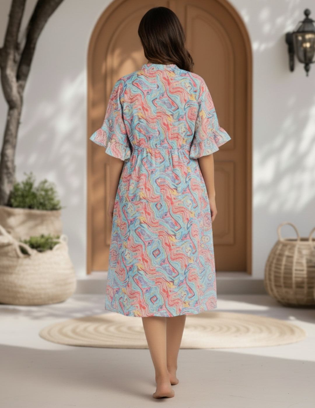 Blue Swimwear Cover Up Dress