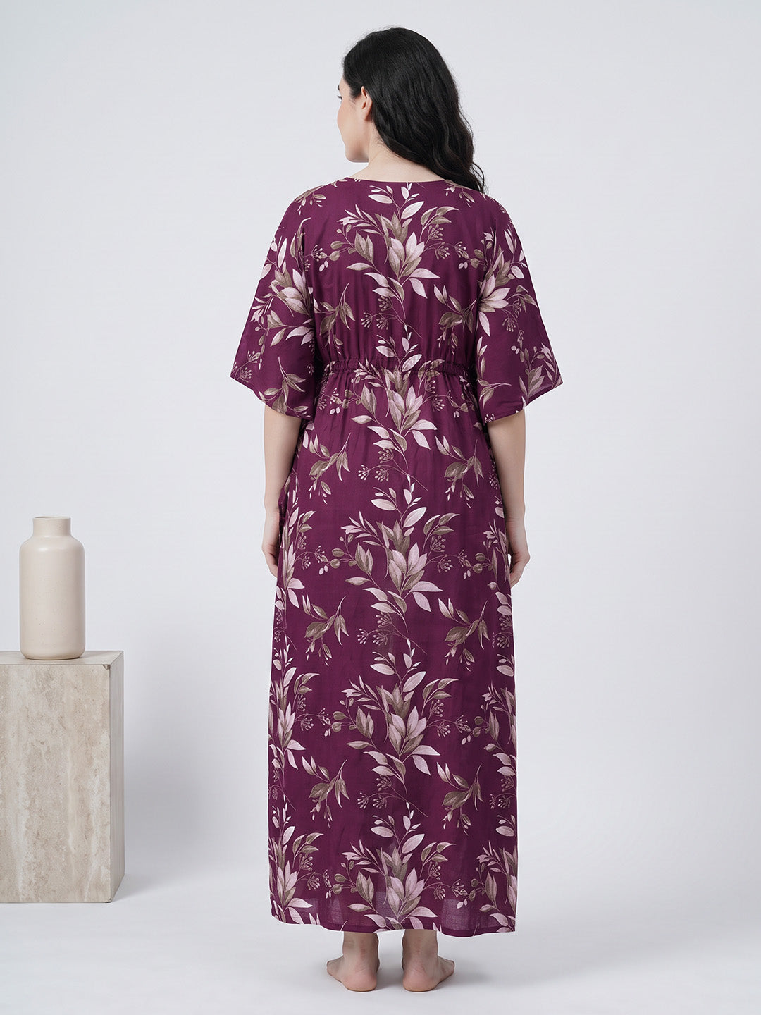 Purple Floral Rayon Maternity Kaftan