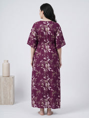Purple Floral Rayon Maternity Kaftan