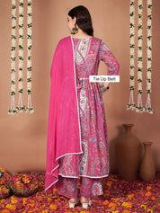 Pink Paisley Cotton Maternity Kurta with Trouser and Dupatta
