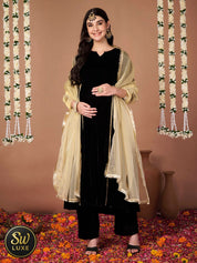 Black Velvet Maternity Kurta Set