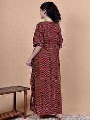 Maroon Floral Cotton Maternity Kaftan