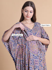 Multi-Coloured Abstract Rayon Maternity Kaftan