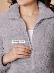 Grey Blanket Fur Maternity Winter Nighty