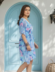 Blue Swimwear Cover Up Kaftan