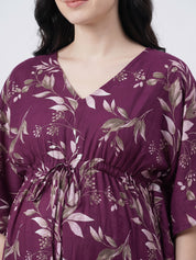 Purple Floral Rayon Maternity Kaftan