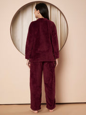 Purple Velvet Heart Faux Fur Winter Night Suit