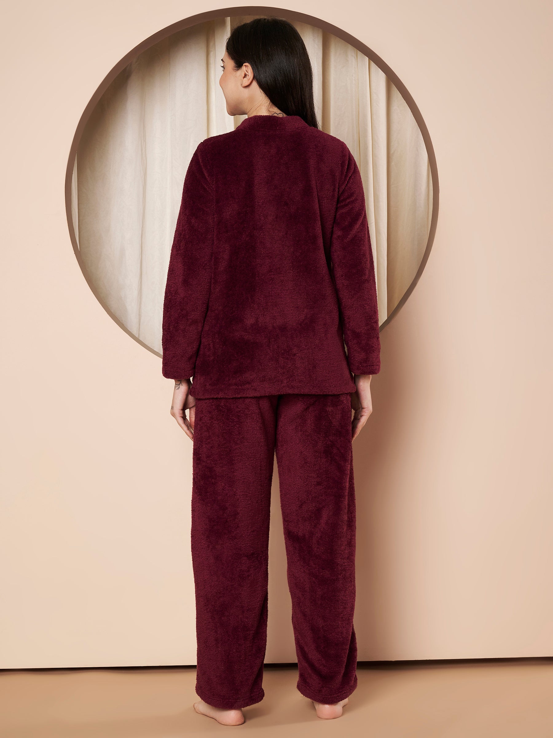 Purple Velvet Heart Faux Fur Winter Night Suit