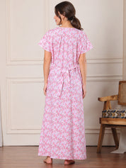 Pink Floral Pure Cotton Maternity Nighty