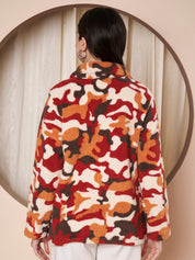 Multi Color Abstract Fur Winter Maternity Pullover