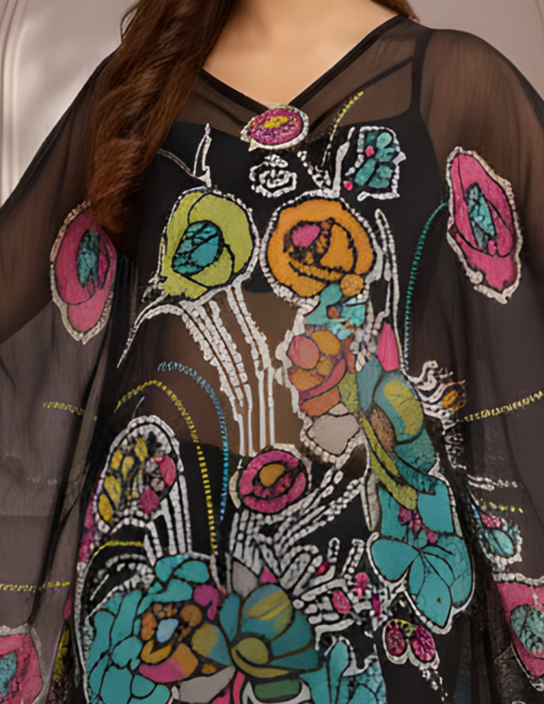 Black Swimwear Cover Up Kaftan