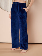 Navy Daisy Pocket Faux Fur Winter Night Suit