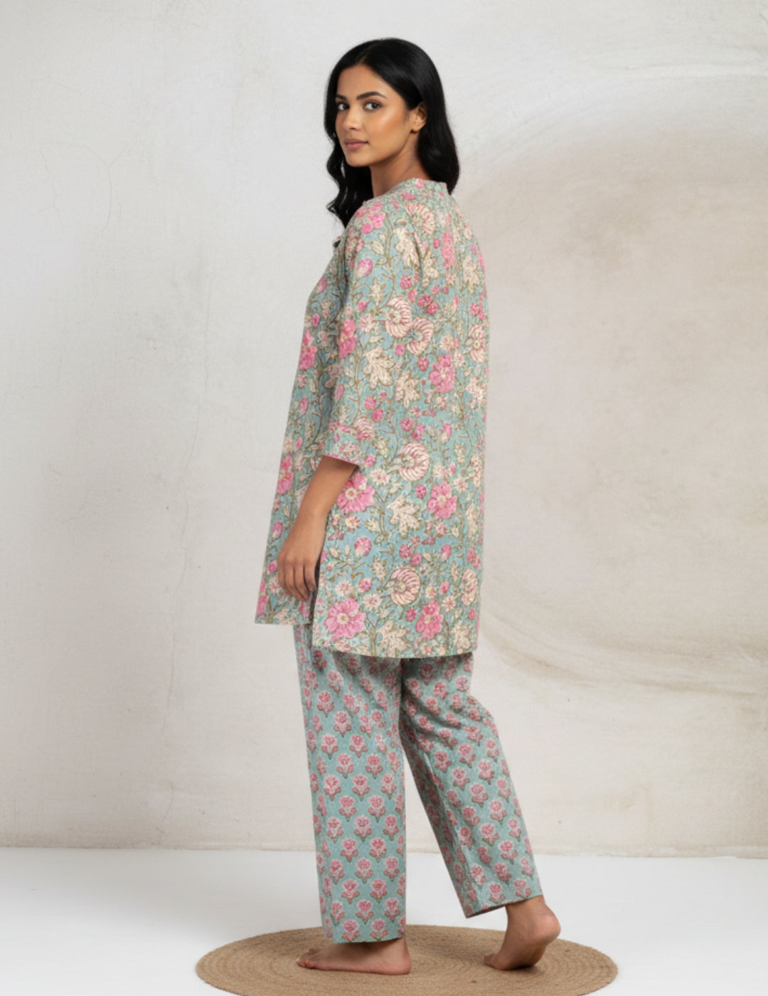 Floral Print Cotton Green Co-Ord Set