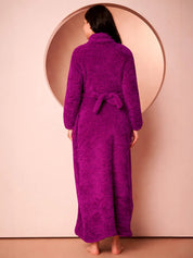 Purple Blanket Fur Maternity Winter Nighty