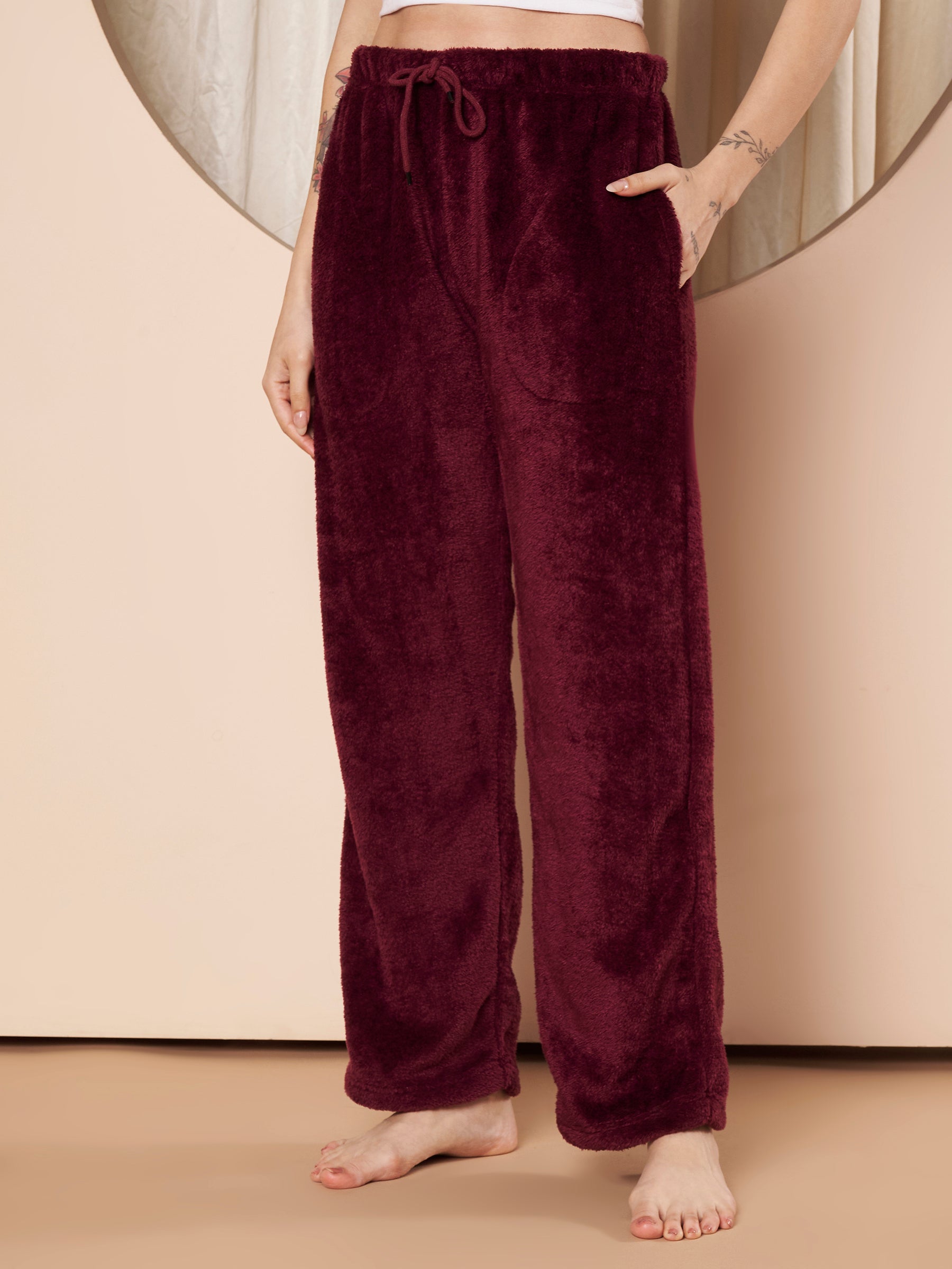 Purple Velvet Heart Faux Fur Winter Night Suit