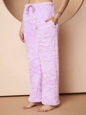 Lilac Velvet Heart Faux Fur Winter Night Suit