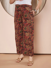 Rust Floral Cotton Maternity Kurta with Trouser and Dupatta