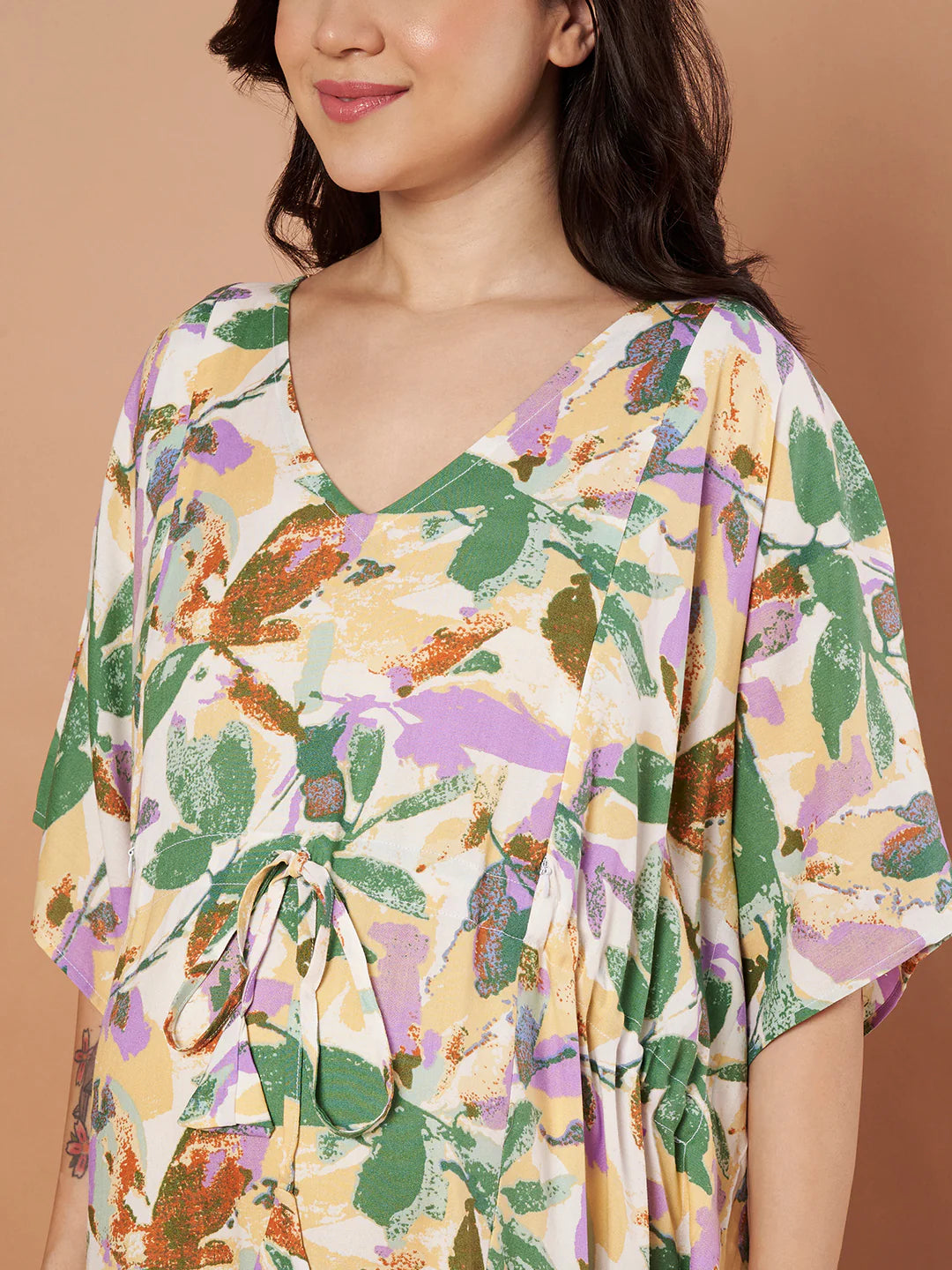 Multi Floral Rayon Maternity Kaftan