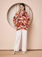 Multi Color Abstract Fur Winter Maternity Pullover