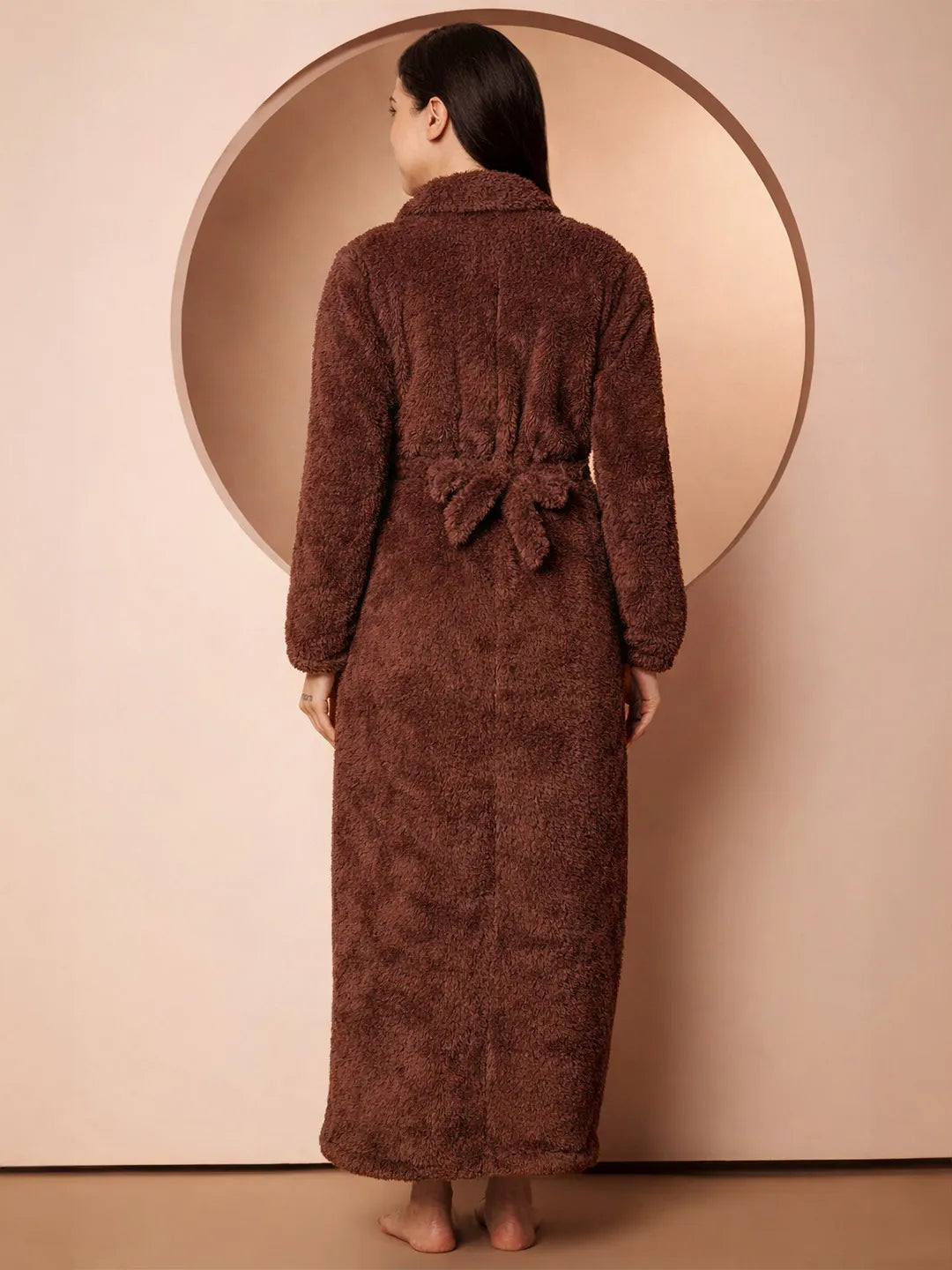 Brown Blanket Fur Maternity Winter Nighty