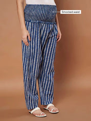 Navy Blue Floral Cotton Maternity Kurta with Trouser and Dupatta