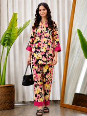 Floral Print Rayon Multi Color Co-Ord Set