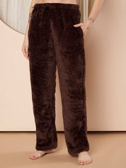 Brown Dreamy Eyes Faux Fur Winter Night Suit