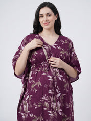 Purple Floral Rayon Maternity Kaftan
