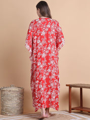 Rayon Floral Red Maternity Feeding Kaftan