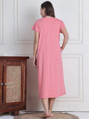 Secret Wish Pink Floral Hosiery Maternity Nighty