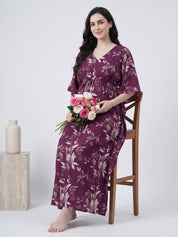 Purple Floral Rayon Maternity Kaftan