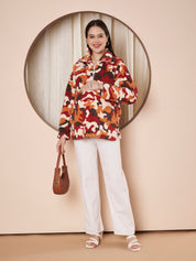 Multi Color Abstract Fur Winter Maternity Pullover