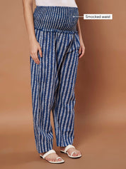 Navy Blue Floral Cotton Maternity Kurta with Trouser and Dupatta