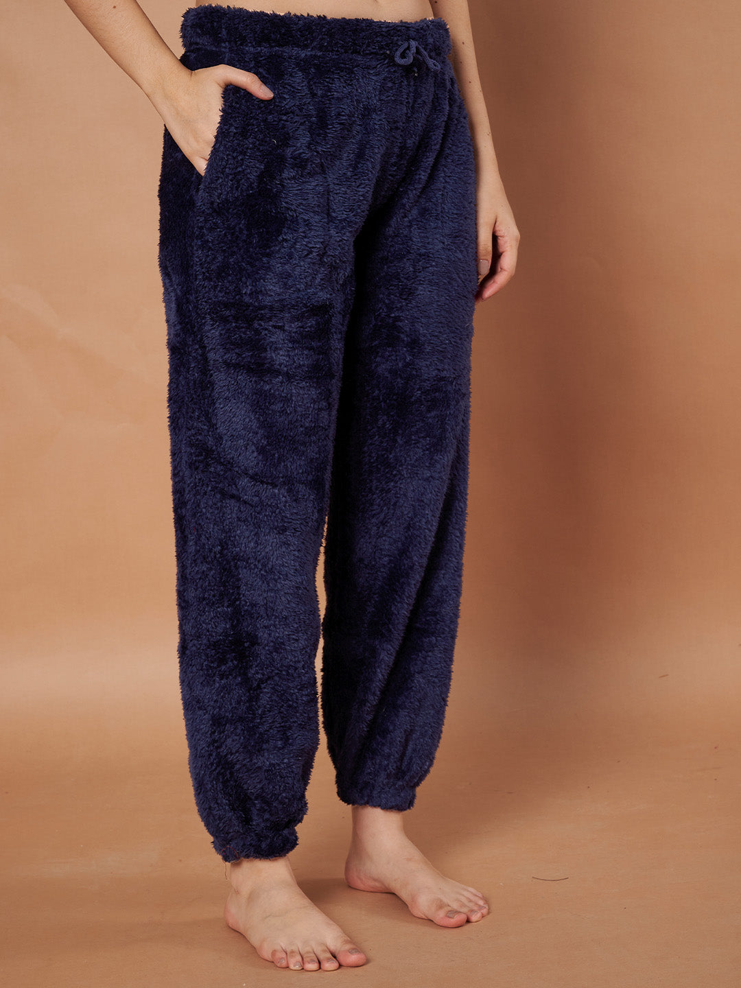 Navy Faux Fur Winter Night Suit