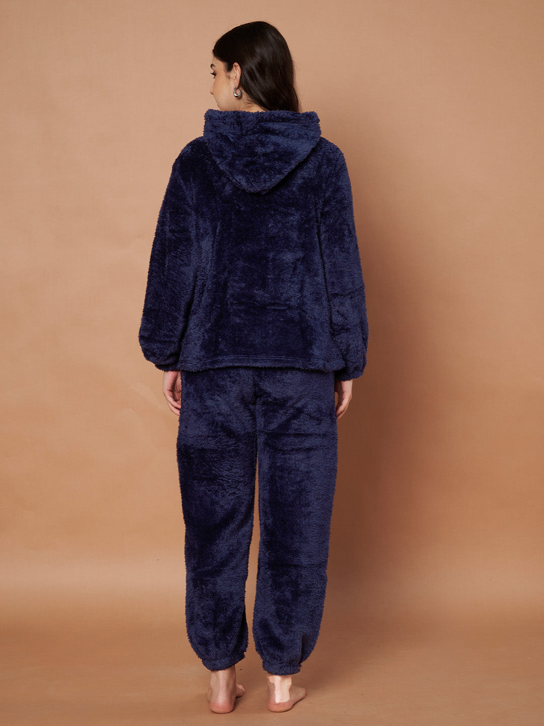 Navy Faux Fur Winter Night Suit