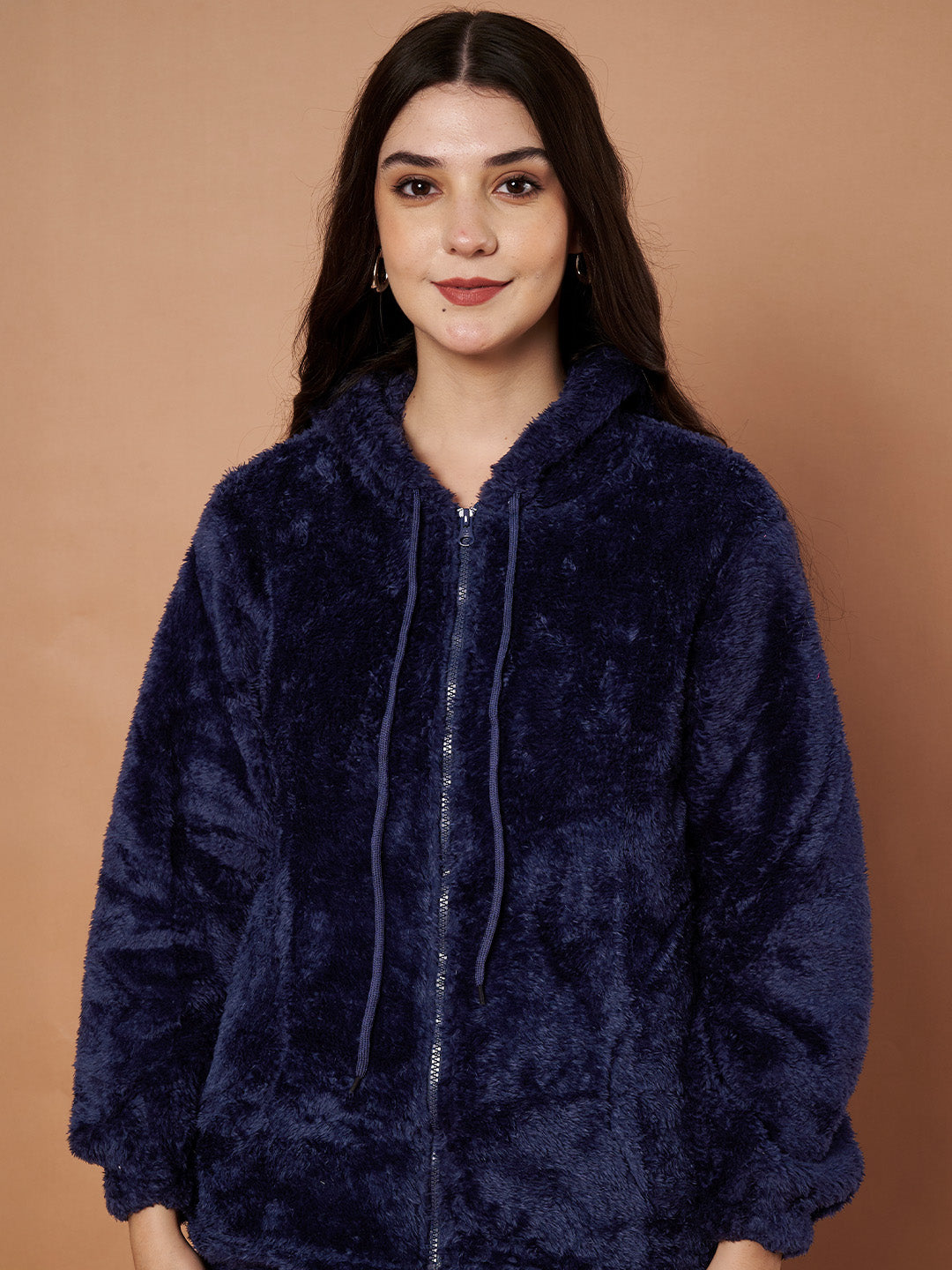 Navy Faux Fur Winter Night Suit