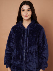 Navy Faux Fur Winter Night Suit
