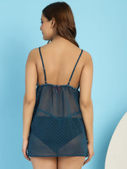 Georgette Teal Babydoll with G-String