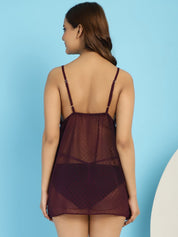 Georgette Purple Babydoll with G-String
