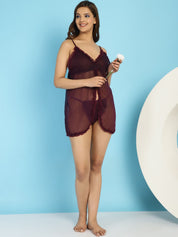 Georgette Purple Babydoll with G-String