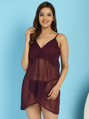 Dark Purple Babydoll with matching G-String & Robe
