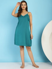 Teal Satin Babydoll