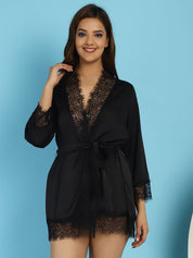 Black Satin Robe