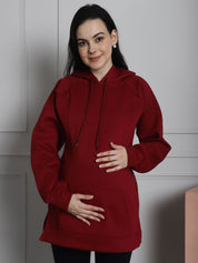 Maroon Winter Maternity Pullover Sweatshirt