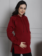 Maroon Winter Maternity Pullover Sweatshirt