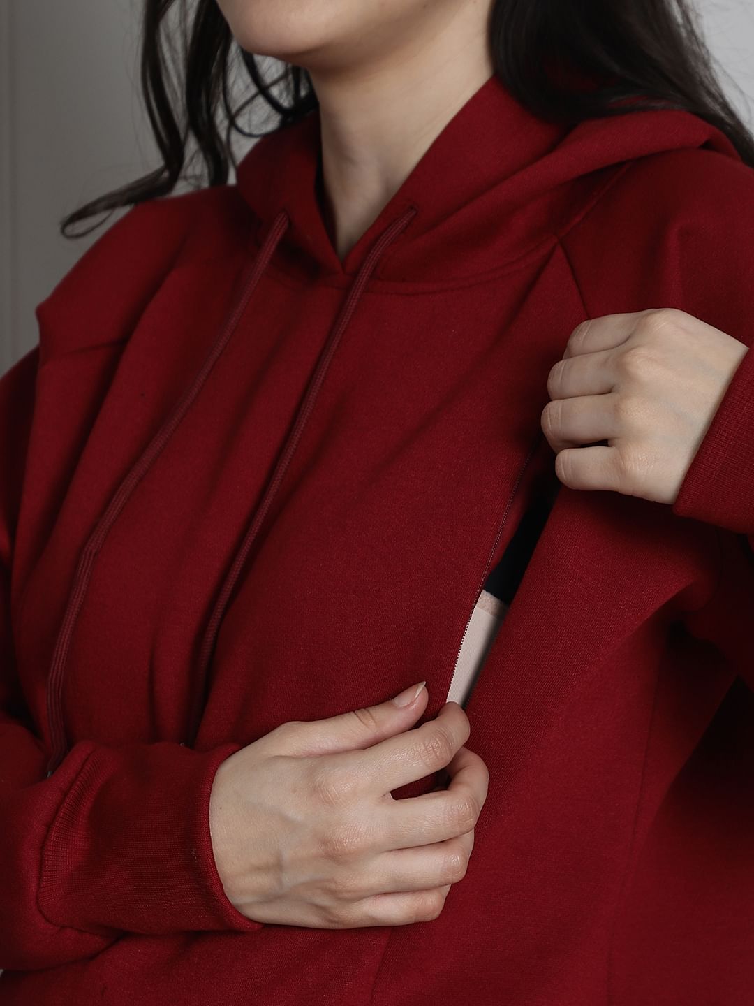 Maroon Winter Maternity Pullover Sweatshirt