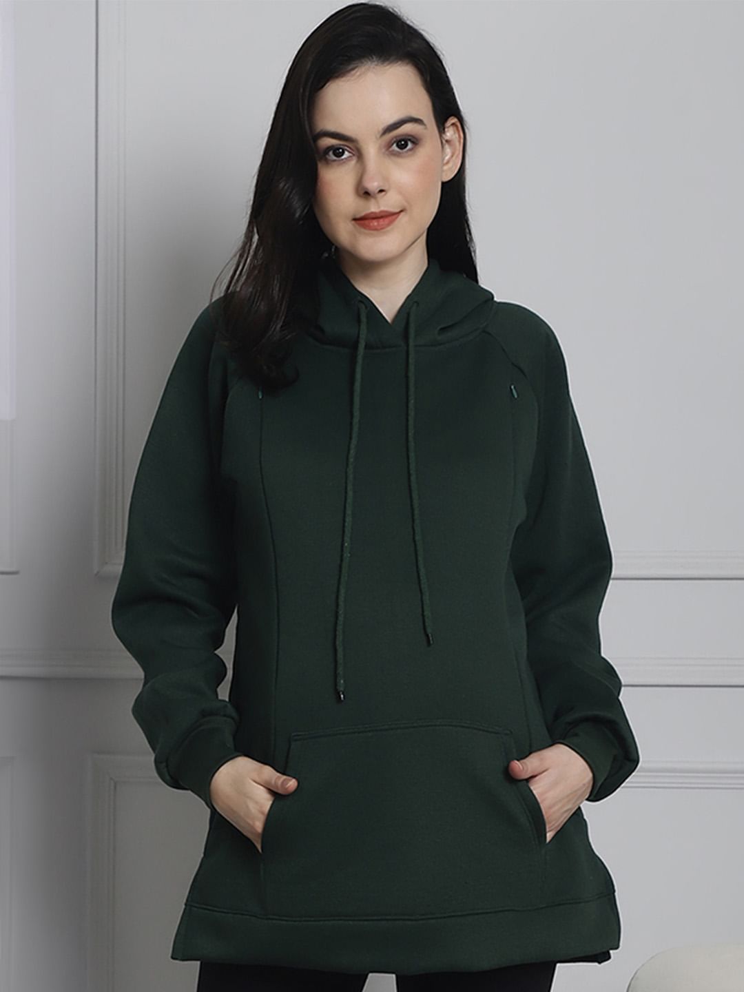 Green Winter Maternity Pullover Sweatshirt