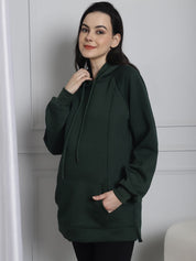 Green Winter Maternity Pullover Sweatshirt