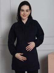 Navy Winter Maternity Pullover Sweatshirt